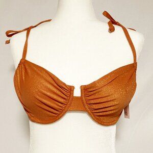 Victoria's Secret Swim Orange Metallic Bikini Top Size 36D NWT